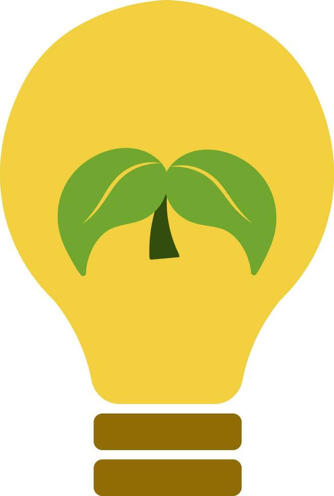 Yellow and brown Eco Bulb icon for save energy concept. vector