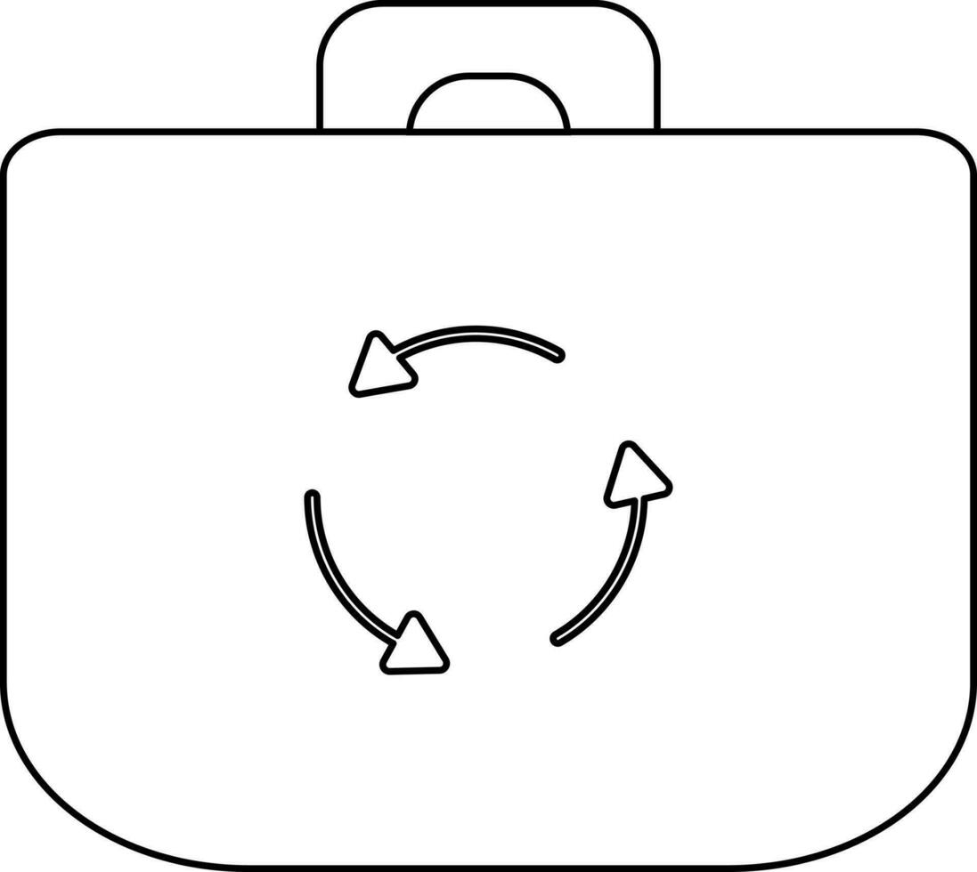 Plastic bag recycling icon in line art. vector