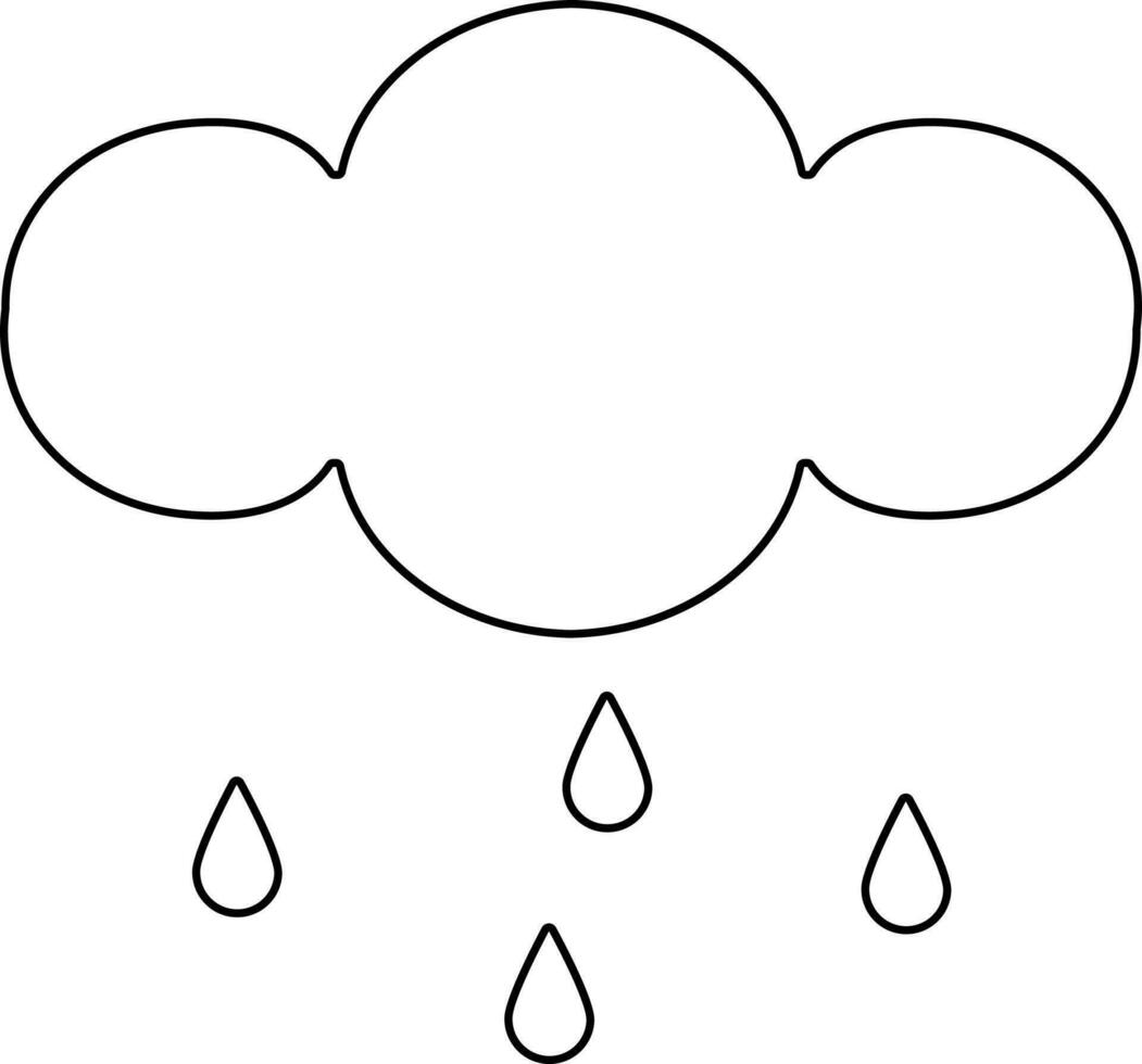 Line art icon of Rainy cloud for monsoon weather concept. vector