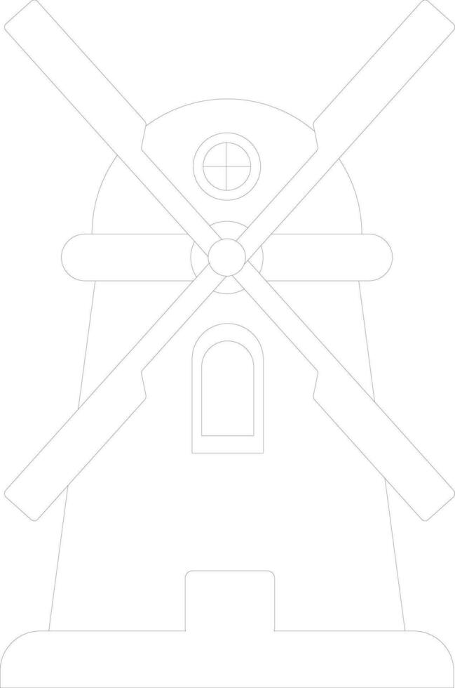 Black line art windmill. vector