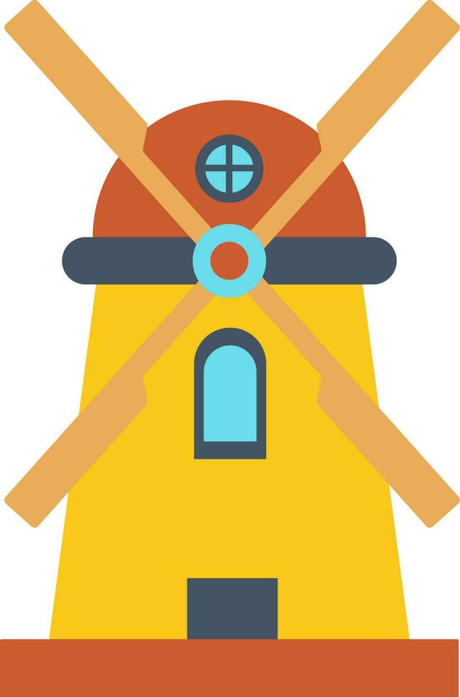 Yellow and brown windmill icon. vector
