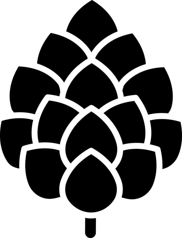 Black and White illustration of pine cone icon. vector