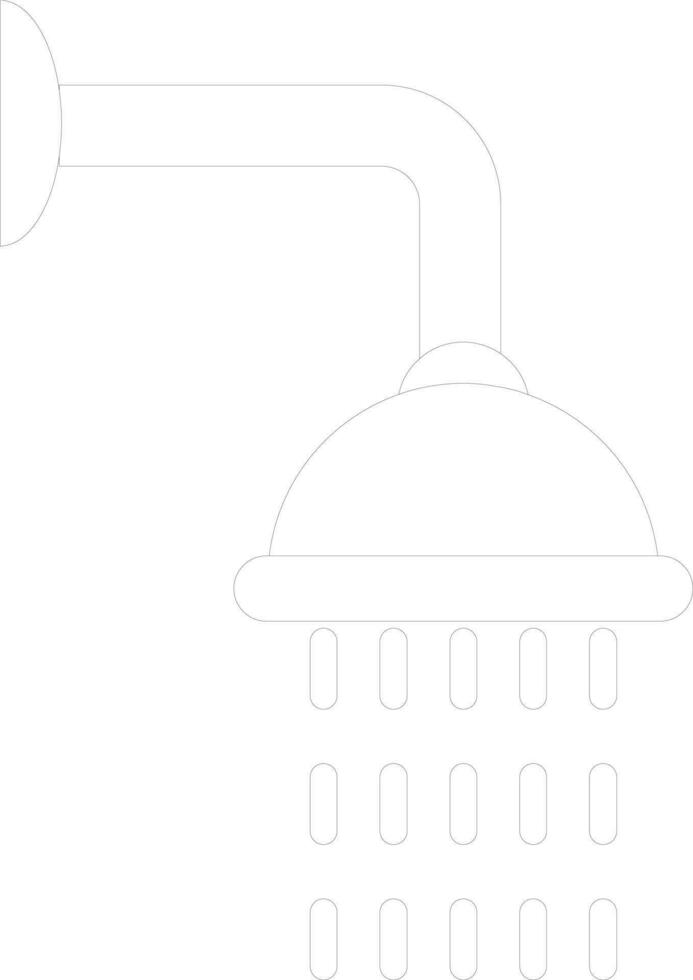 Black line art shower on white background. vector