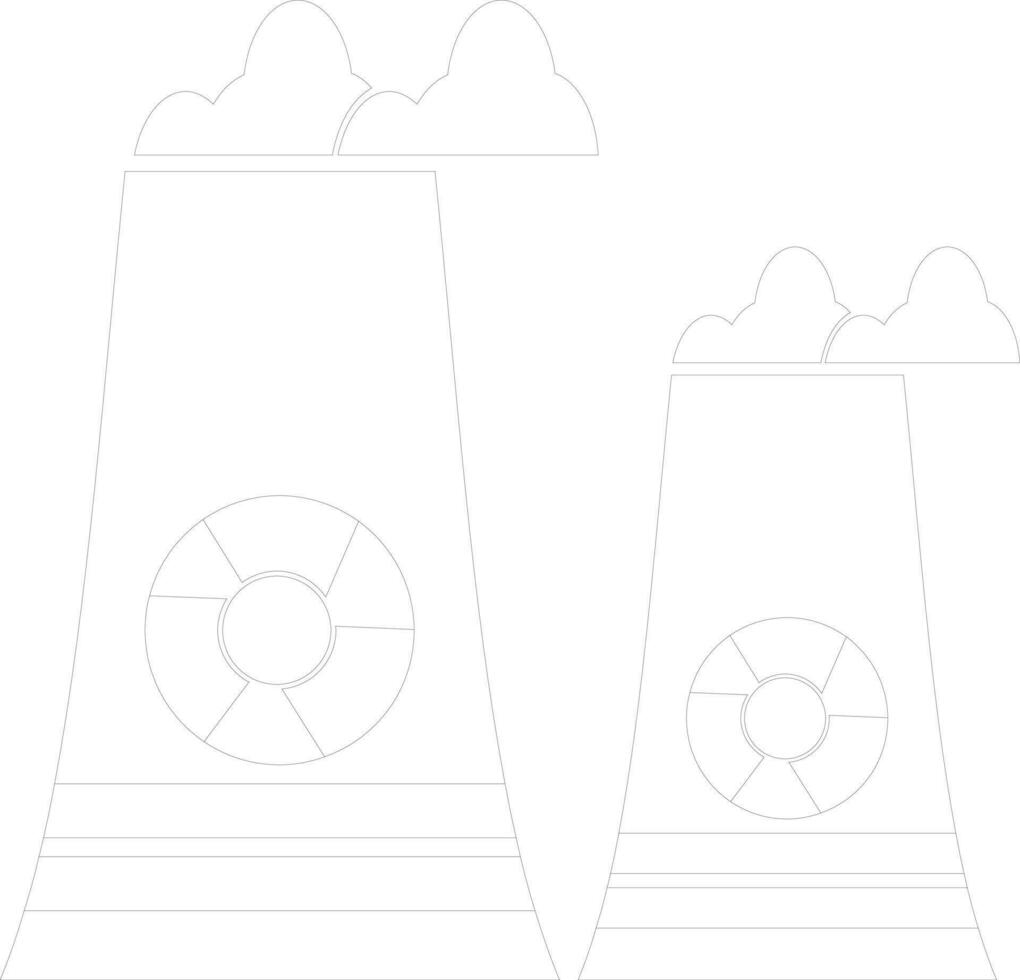 Factory chimney in line art illustration. vector