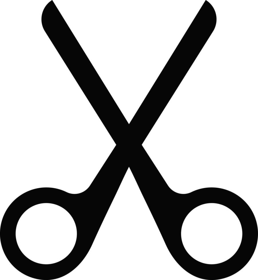 cortar con tijeras abrió herramienta icono en silueta estilo. vector