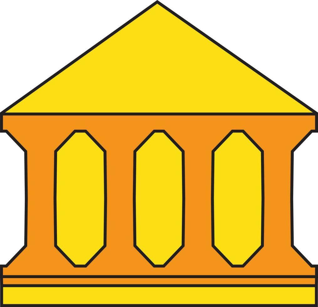 histórico edificio icono en naranja y amarillo color. vector