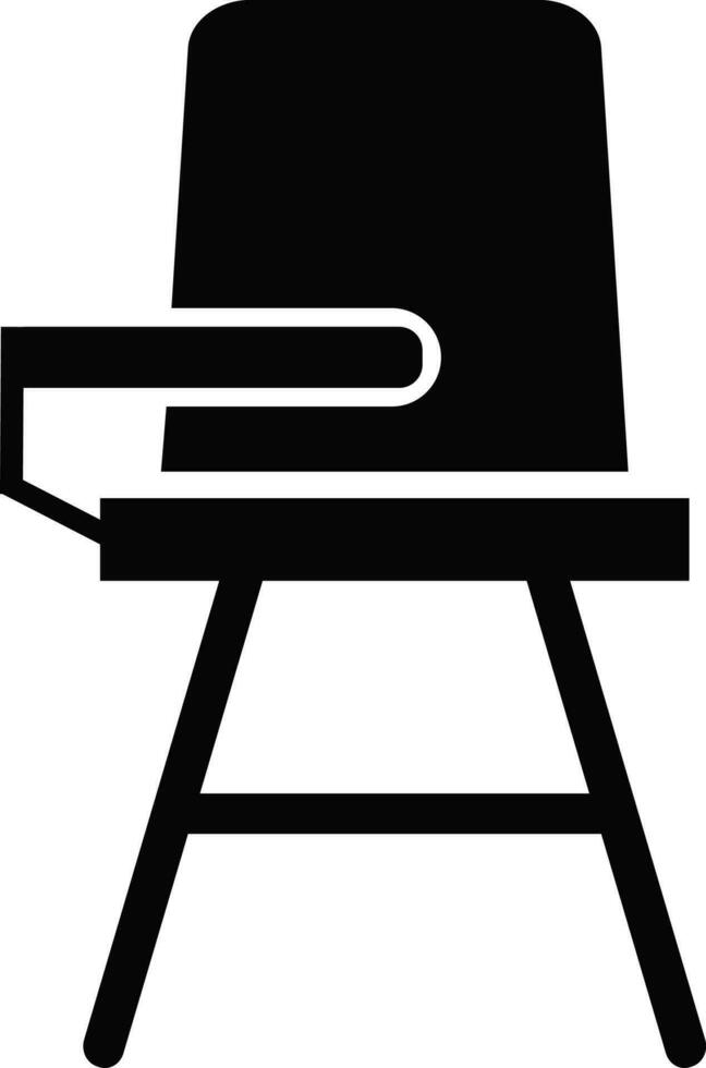 Glyph style of school desk chair icon in illustration. vector