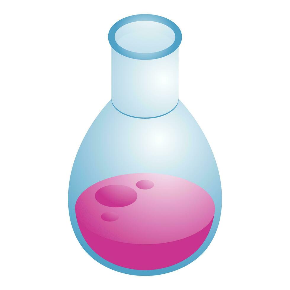 3d illustration of pink chemical beaker icon. vector