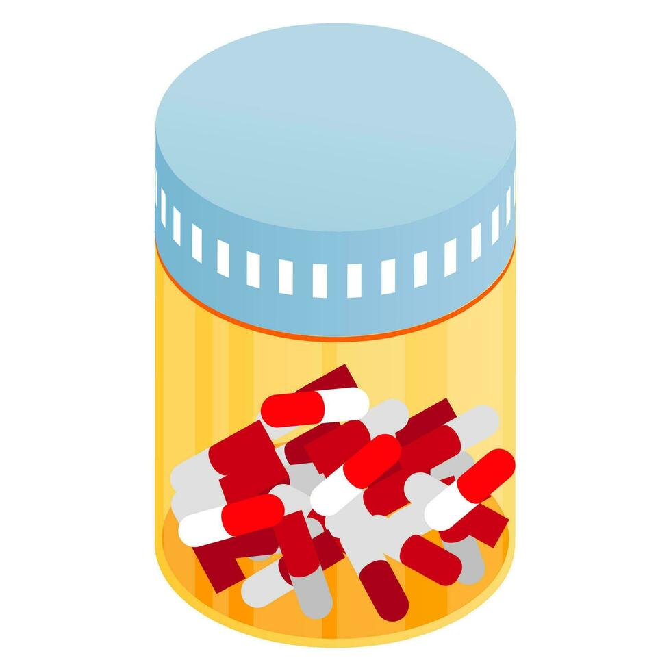 Isometric medicine bottle icon. vector