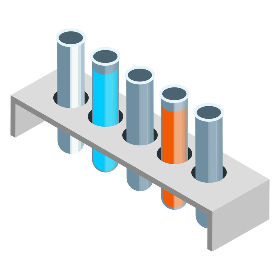Test tubes stand icon in 3d style. vector