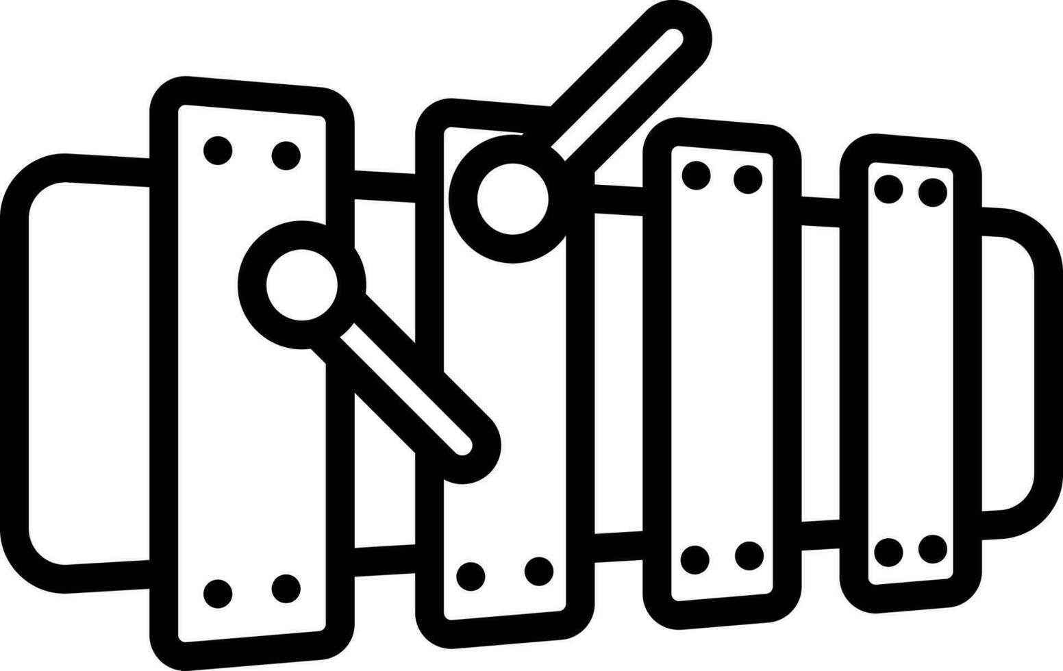 Isolated xylophone icon in line art. vector