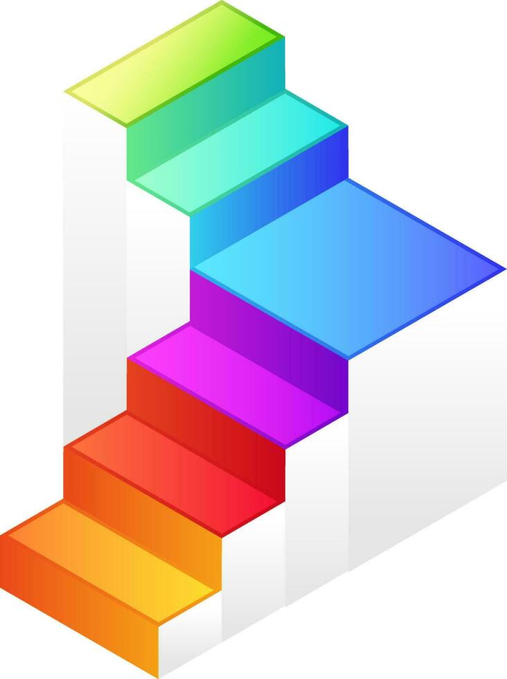 Colorful staircase infographic graph icon in 3d style. vector