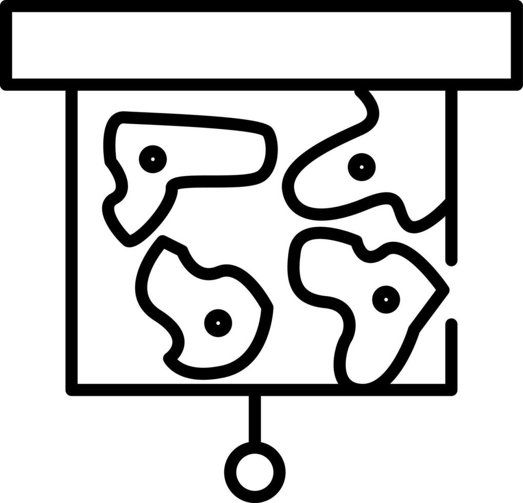 Line art illustration of world map icon. vector