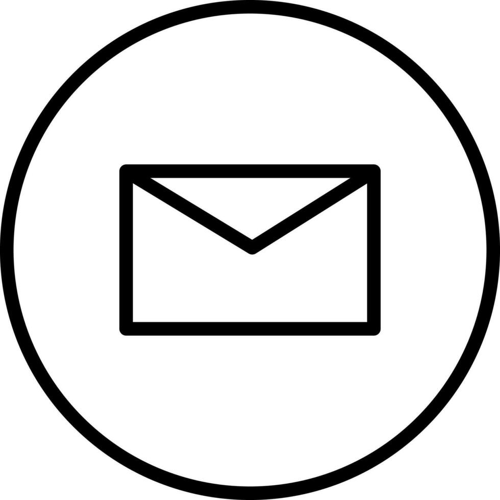 Line art Mail Button icon in flat style. vector
