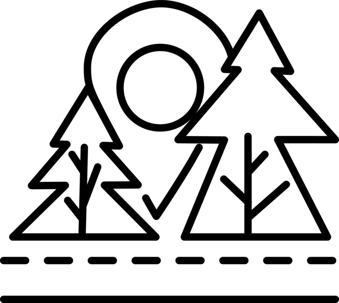 Forest road location icon in thin line art. vector