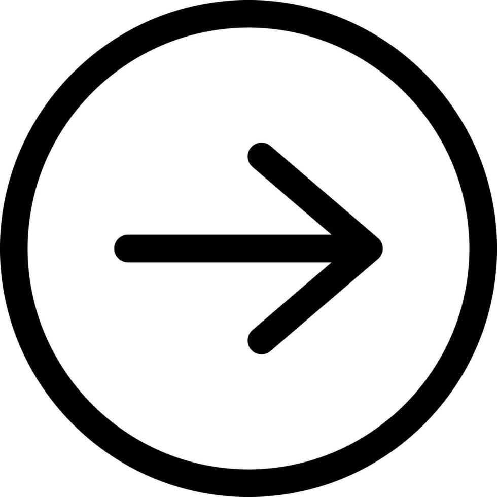 Right arrow or forward icon in line art. vector