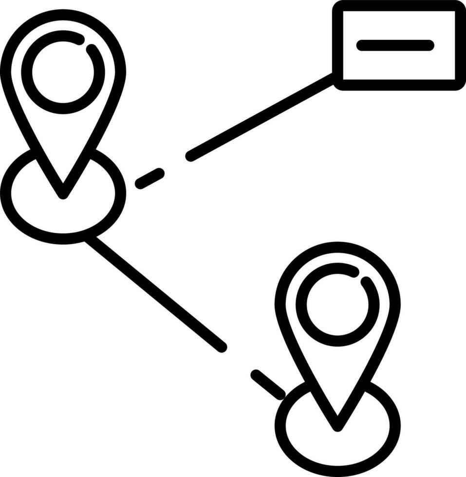 Destination location pointer icon in black line art. vector