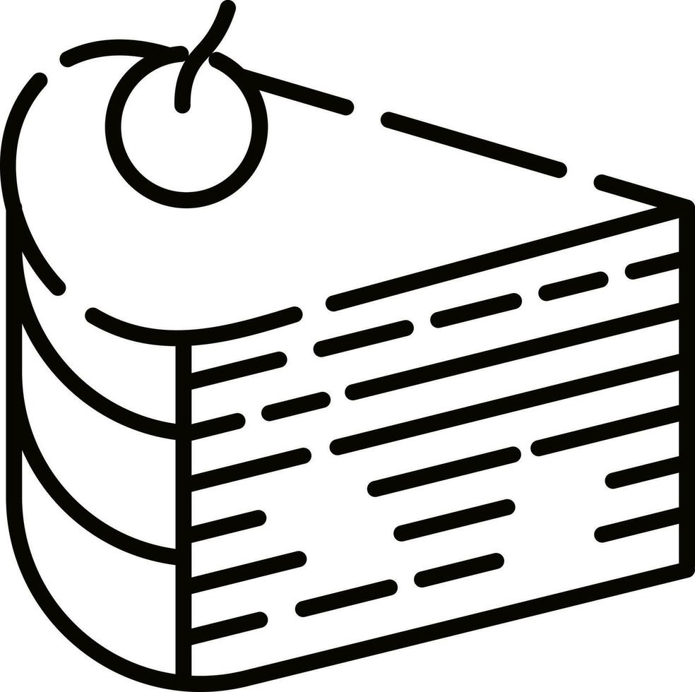 Cake slice or pastry icon in line art. vector