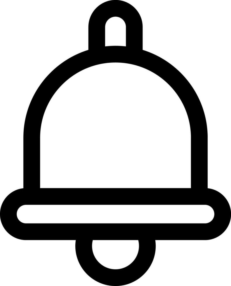 Flat style bell icon in black line art. vector