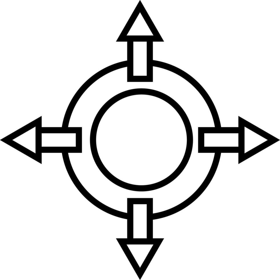 Four way intersection arrow icon. vector