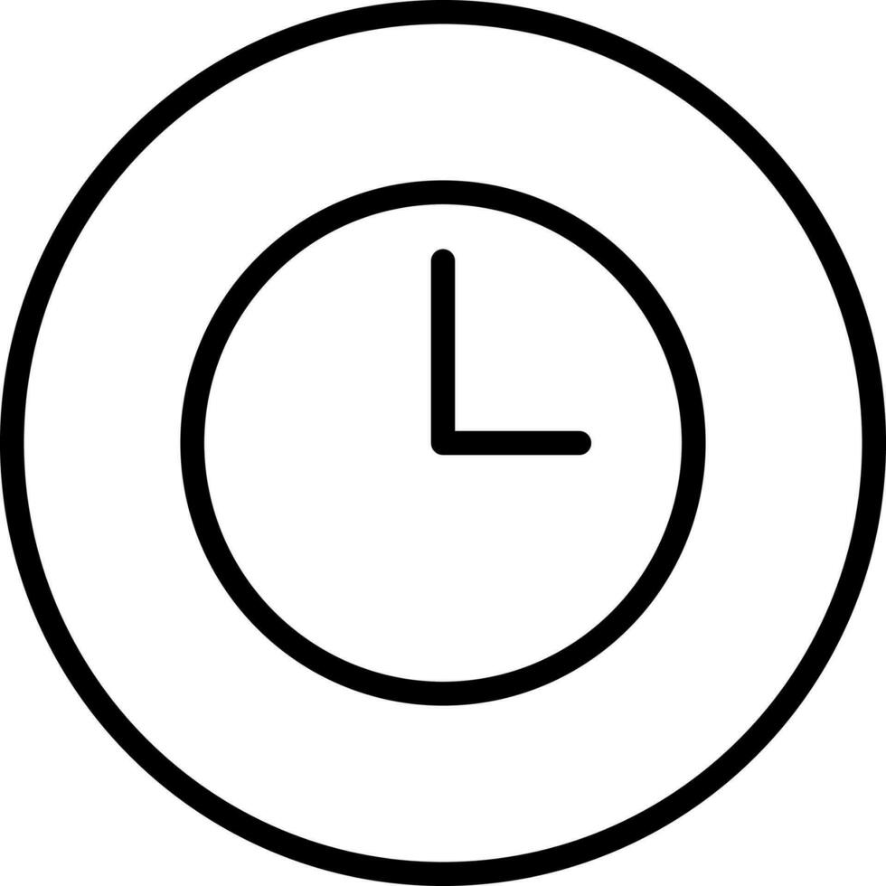 Black line art illustration of clock icon. vector