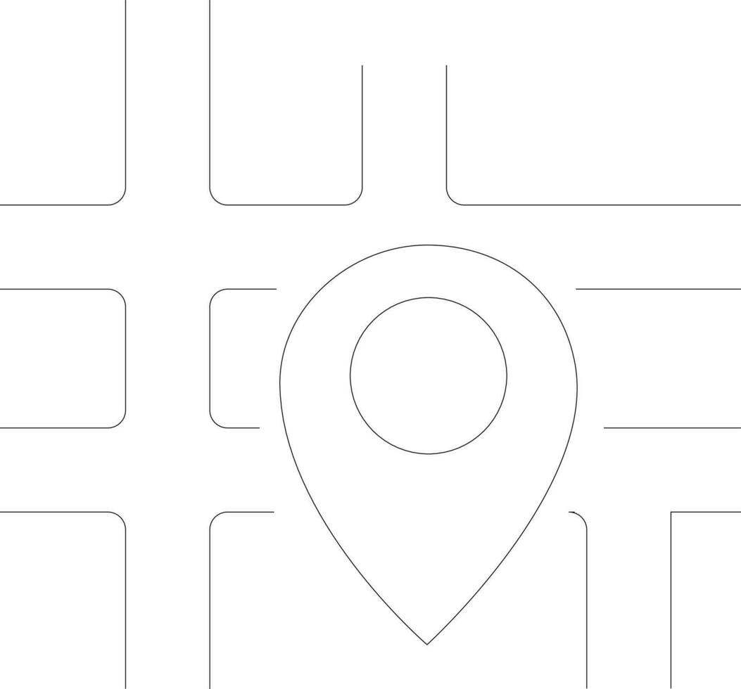 Destination location pointer icon in thin line art. vector
