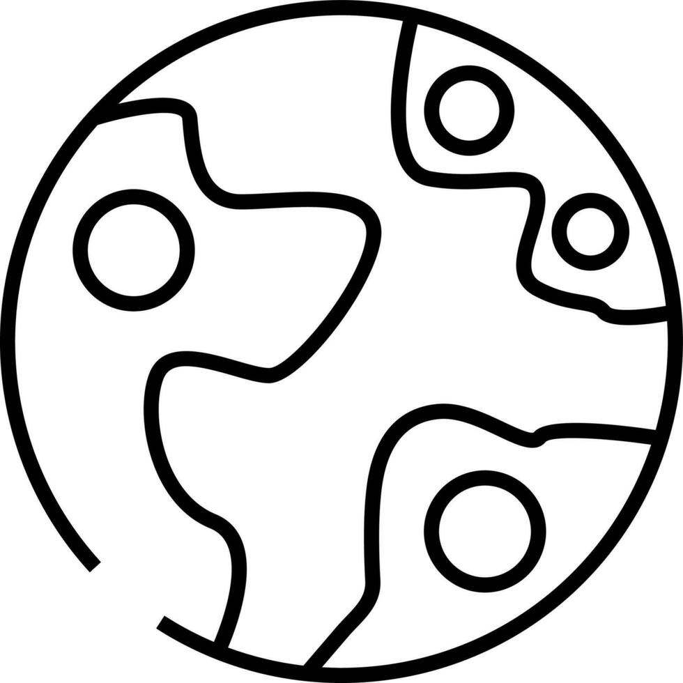 World map icon in black line art. vector