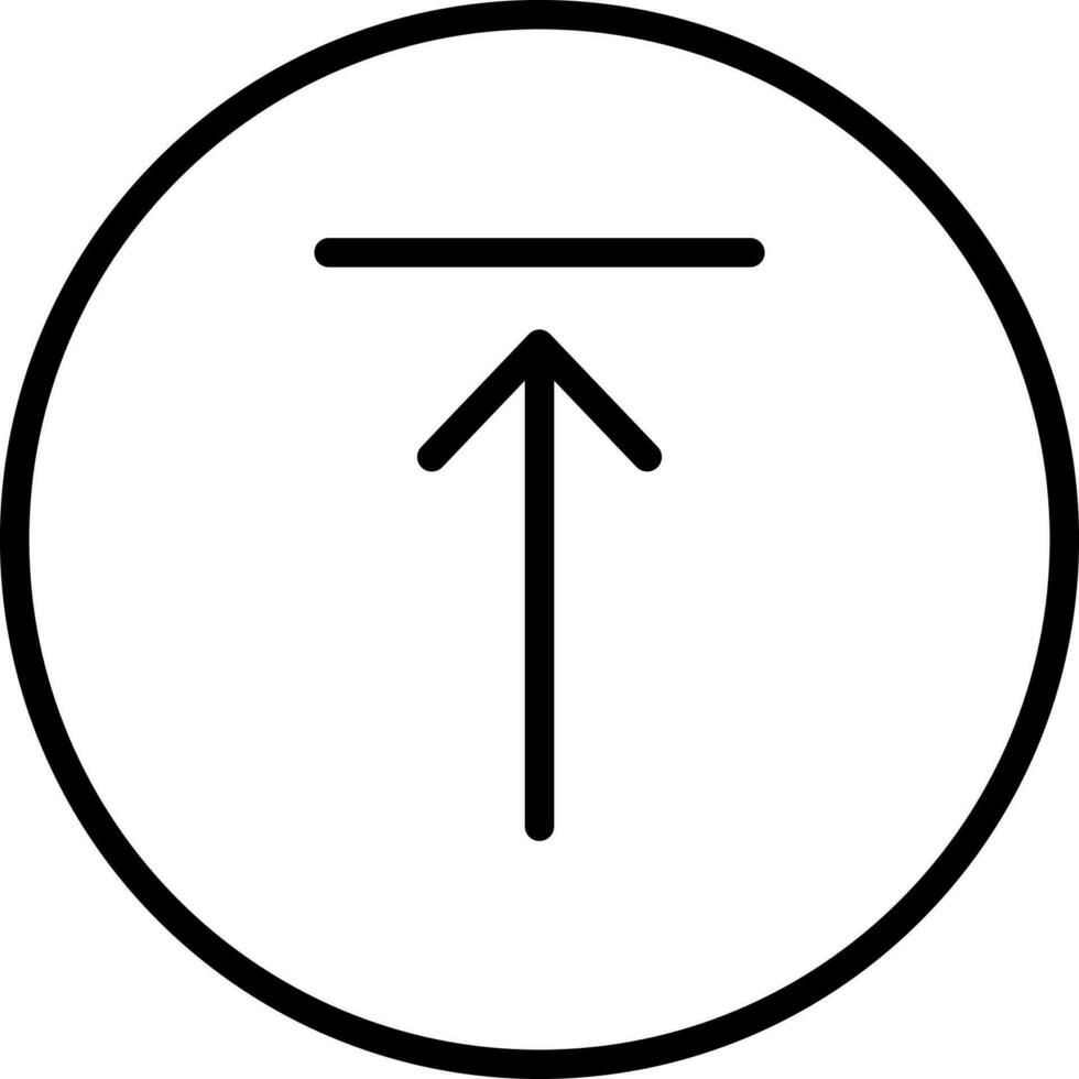 Black line art illustration of Upload button icon. vector
