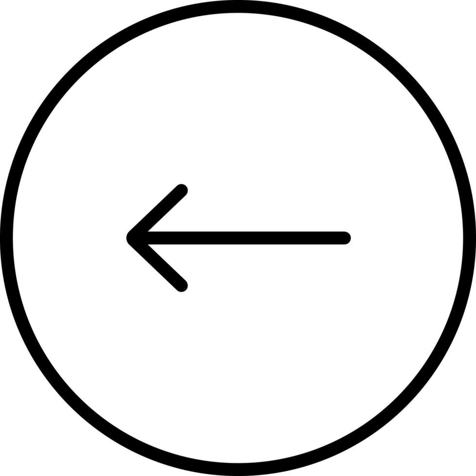 Left arrow or back button icon in line art. vector