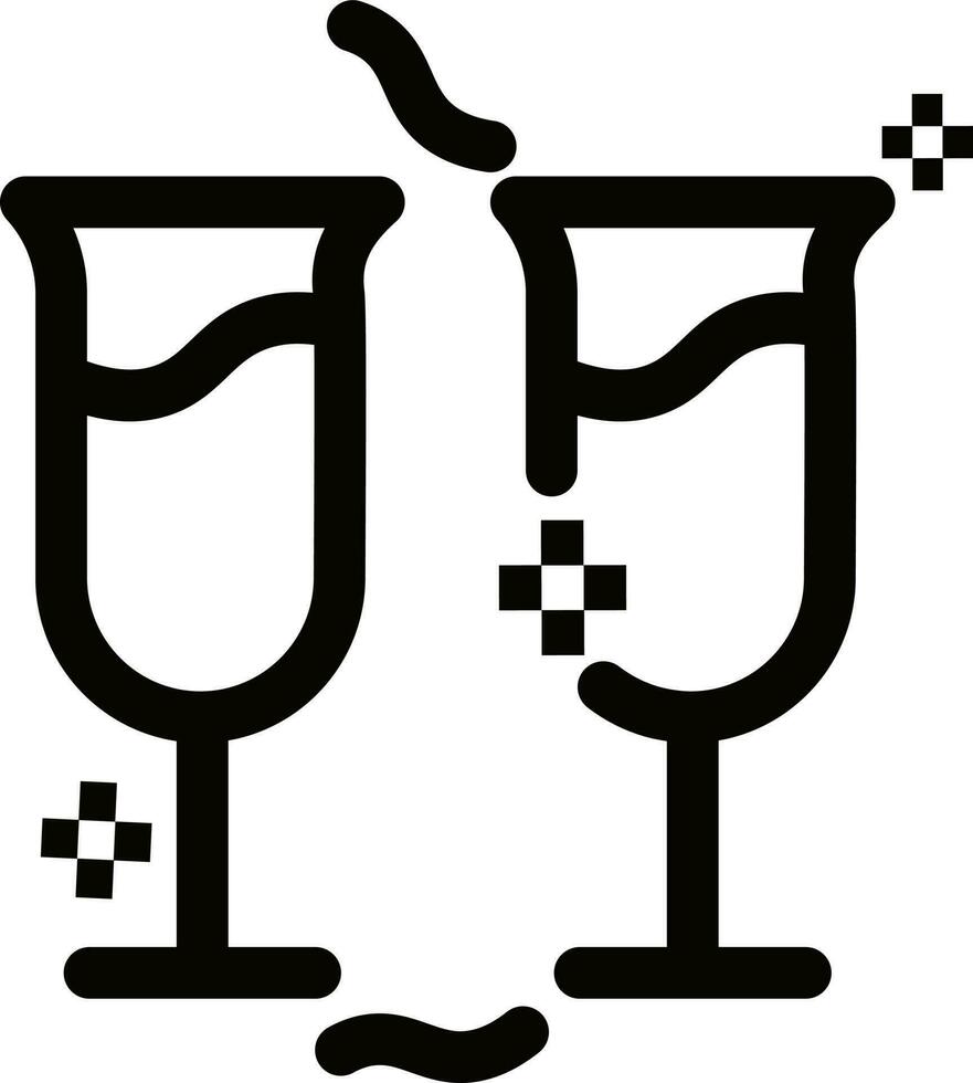Line art two wine glass icon in flat style. vector