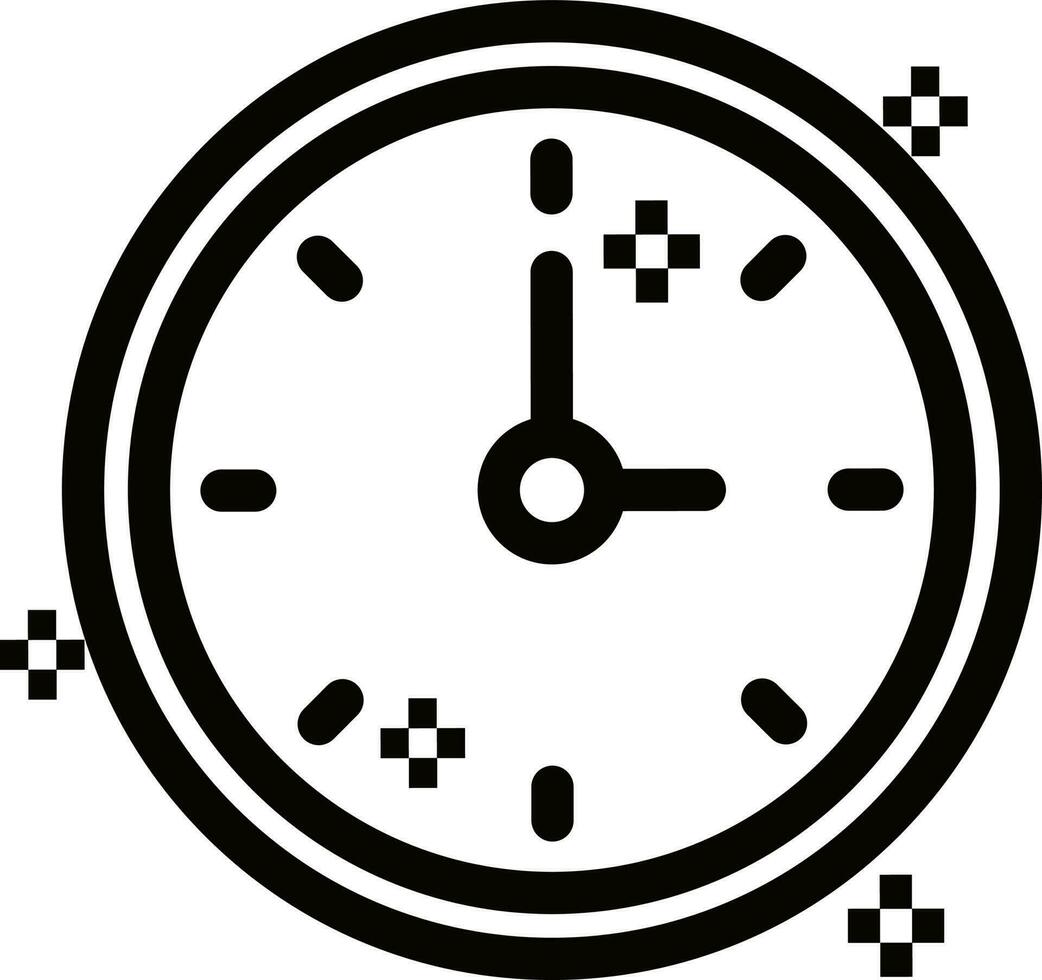 Flat style clock icon in thin line art. vector