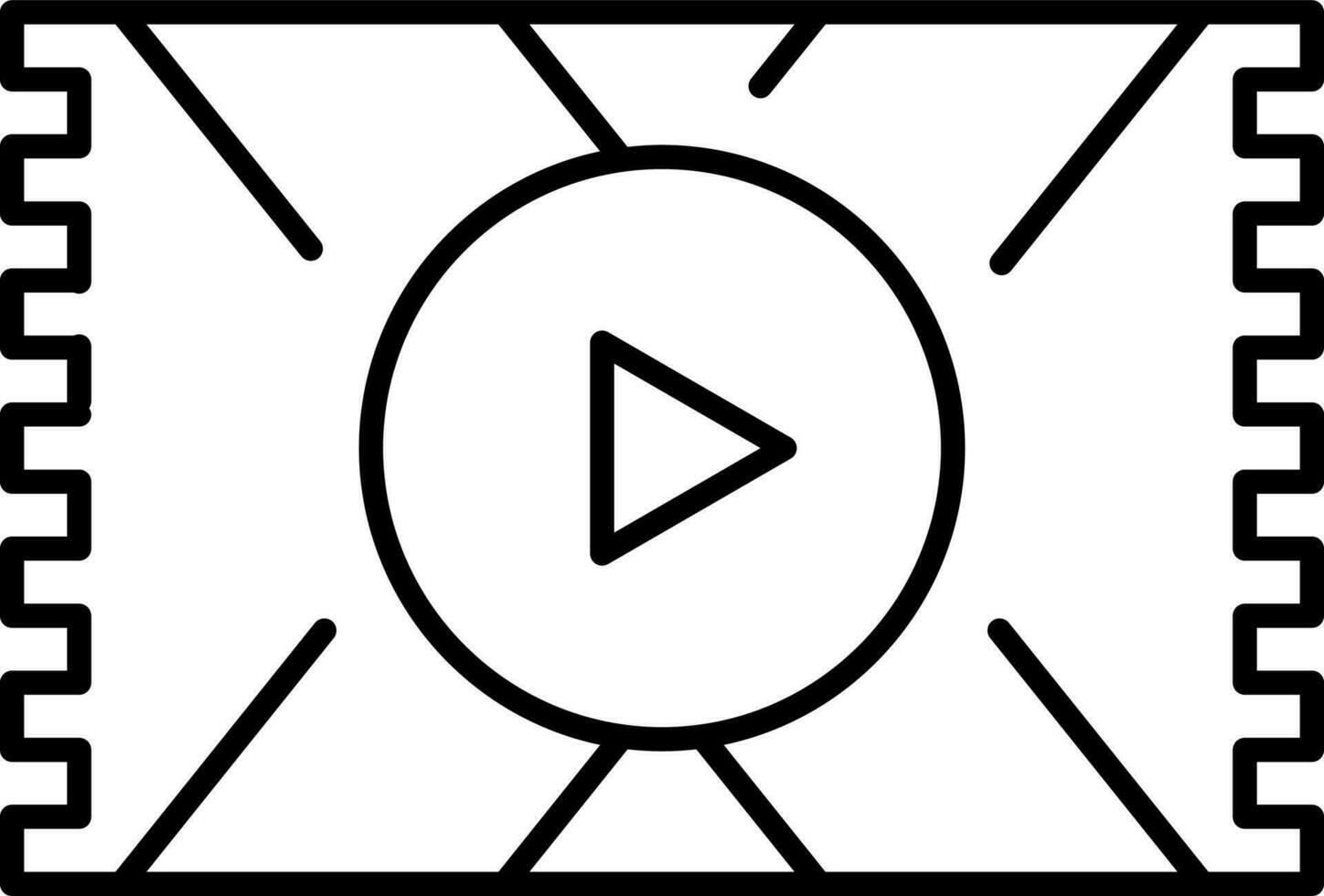 Video play strip icon in line art. vector