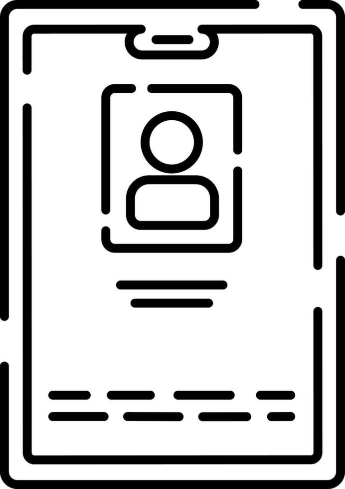 Identity card icon in line art. vector