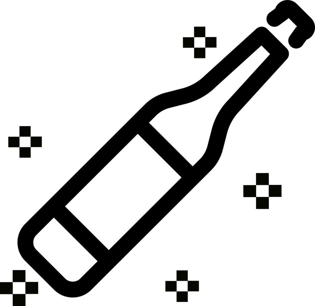 Black line art illustration of drink bottle. vector