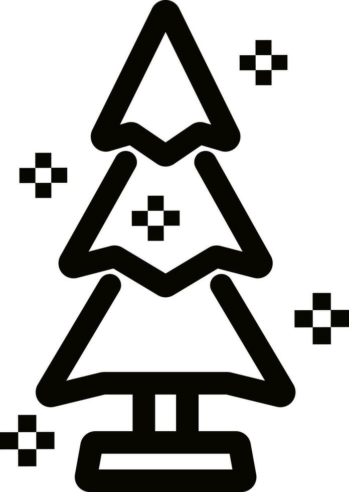 Christmas tree icon in black line art. vector