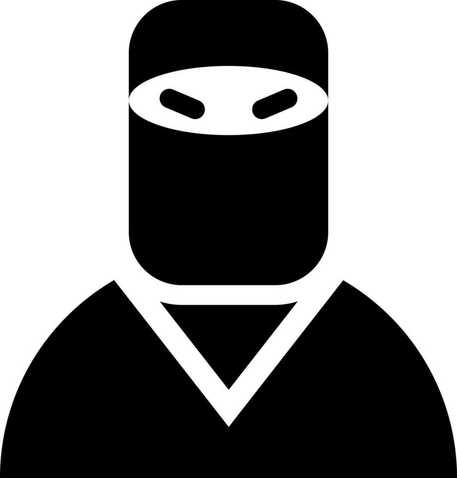 Vector illustration of ninja cartoon icon in glyph style.