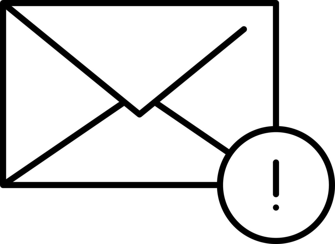 Warning mail icon in line art. vector