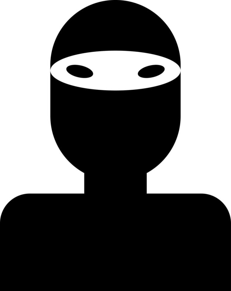 Vector illustration of ninja cartoon icon in glyph style.