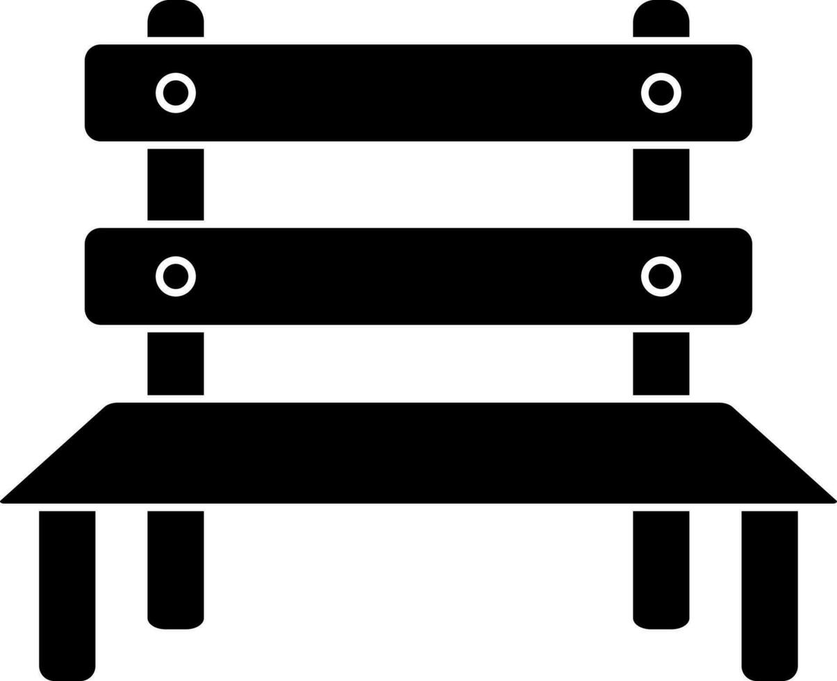 Glyph icon or symbol of bench in Black and White color. vector