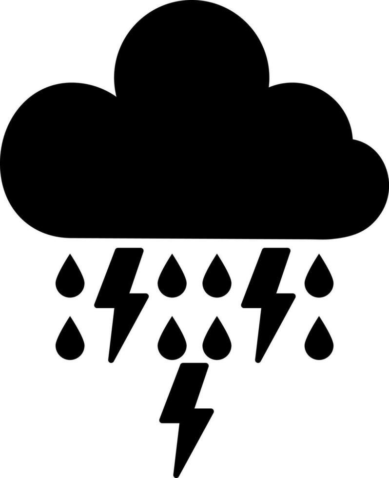 Illustration of rainy cloud with thunderstorm icon. vector