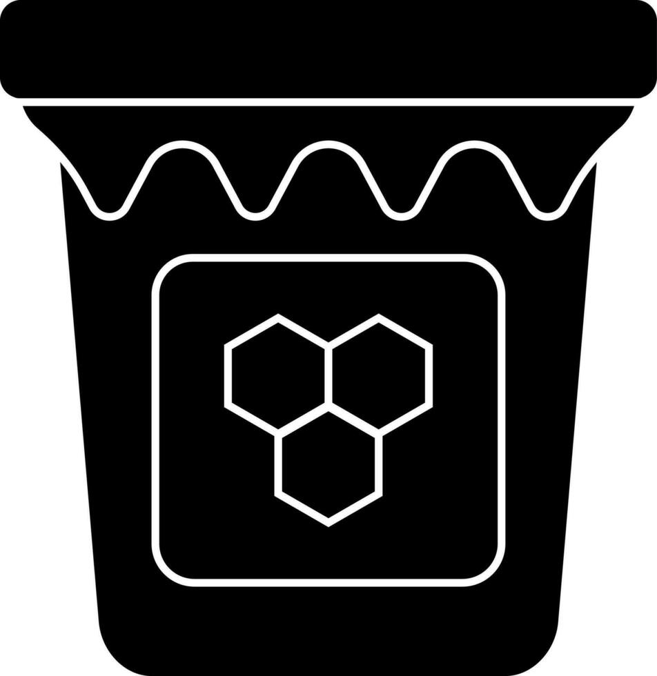 Illustration of honey jar icon in Black and White color. vector