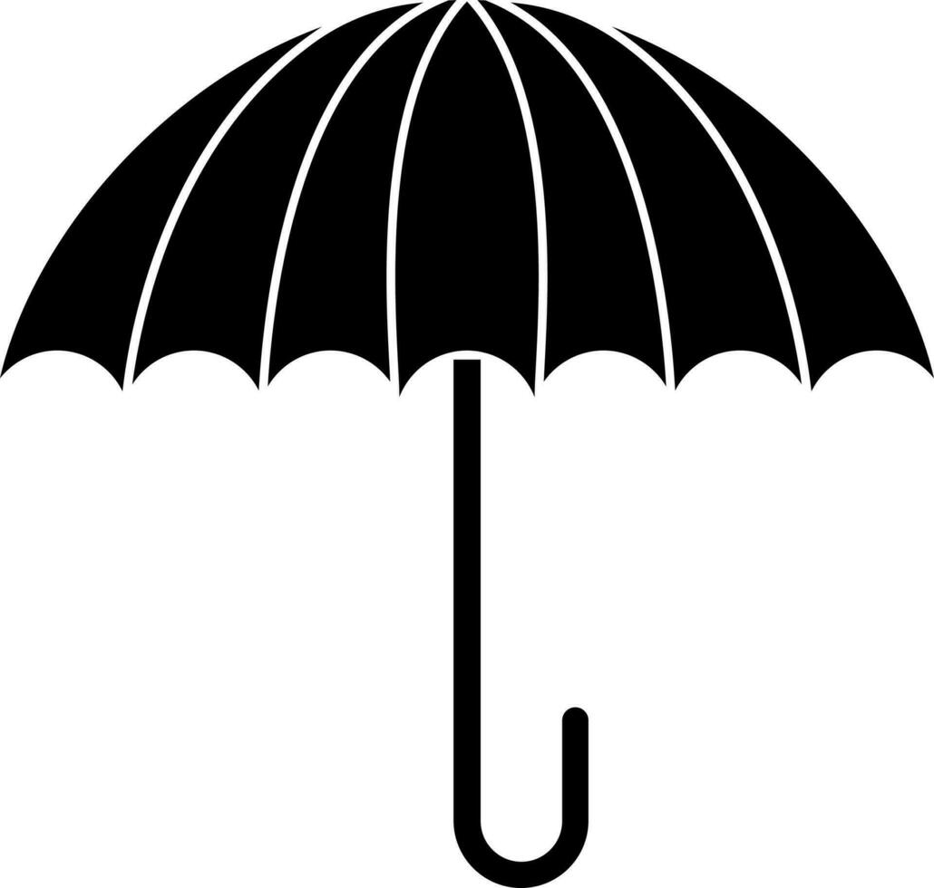 Black and White umbrella icon in flat style. vector