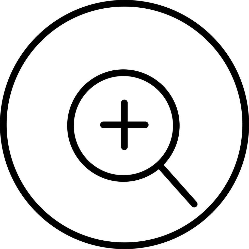 Plus Search icon in line art for Zooming concept. vector
