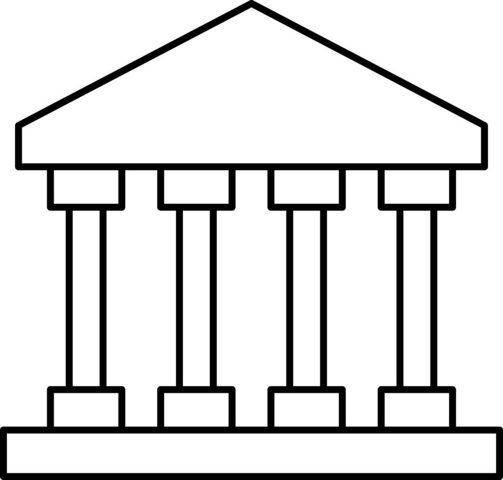 Line art style icon of Bank. vector