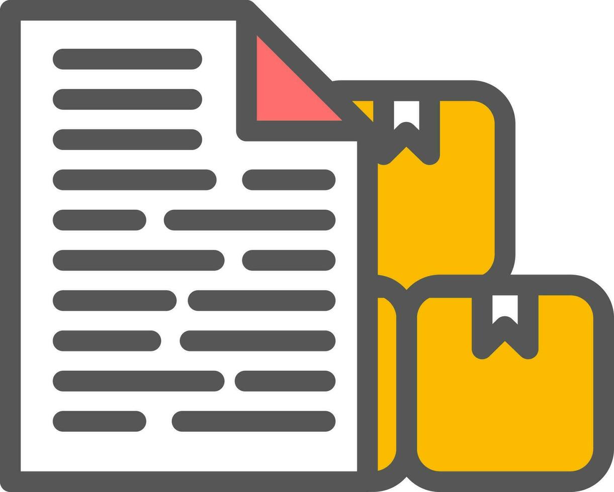 Document paper with delivery box icon in flat style. vector