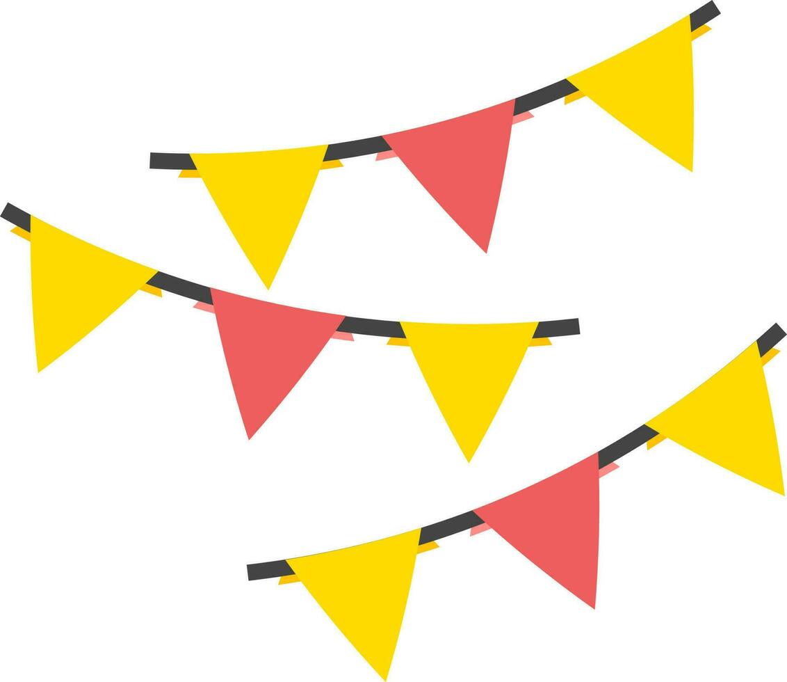 Bunting flags icon in yellow and red color. vector