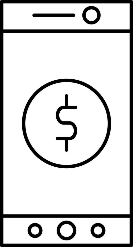 Thin line stroke icon of mobile. vector