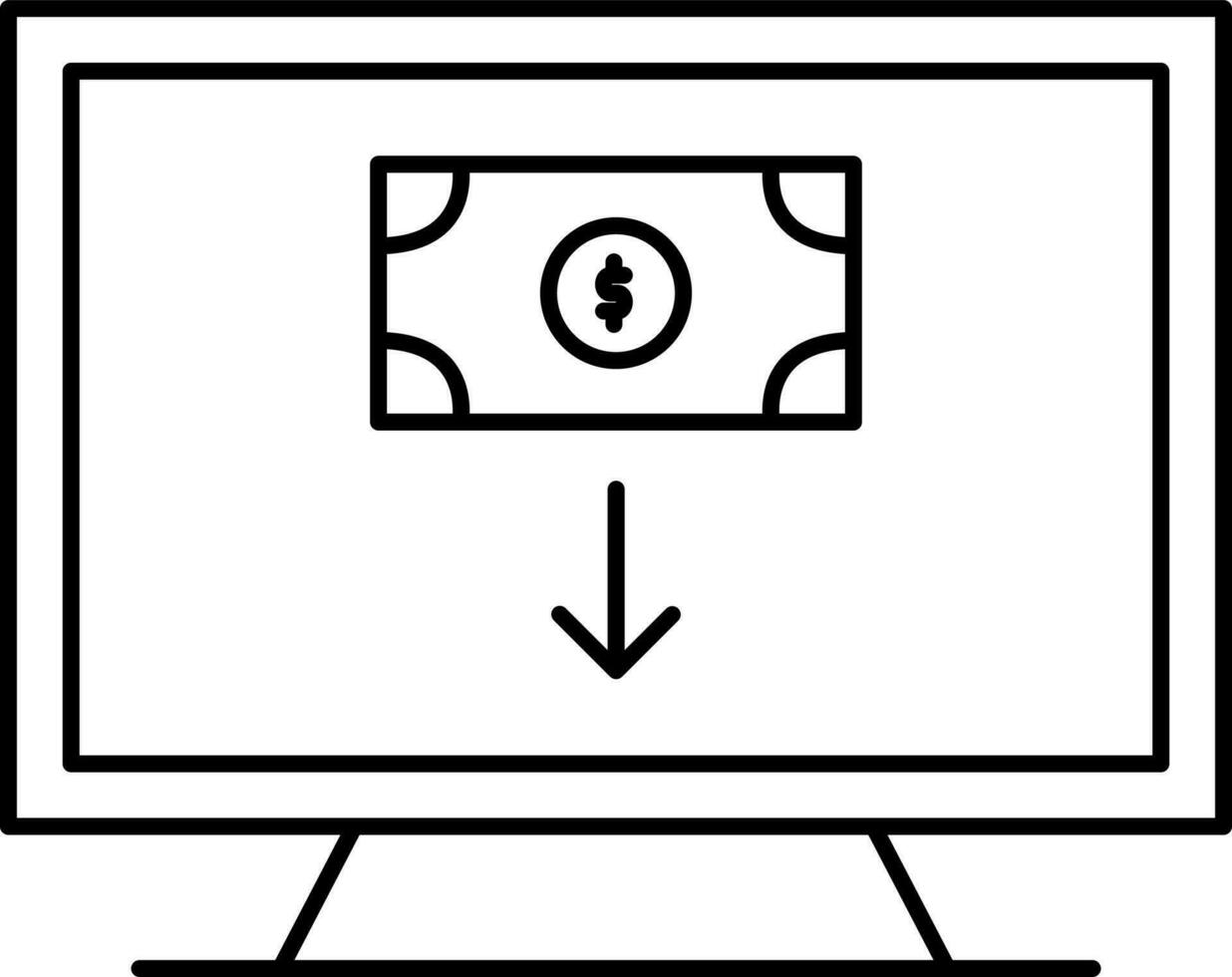 escritorio icono con Nota para en línea pago concepto. vector