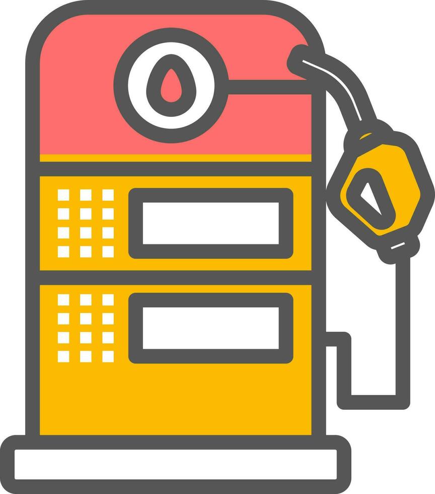 Red and yellow Gas Station icon in flat style. vector