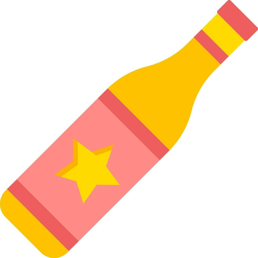 Cider drink bottle icon in yellow and pink color. vector